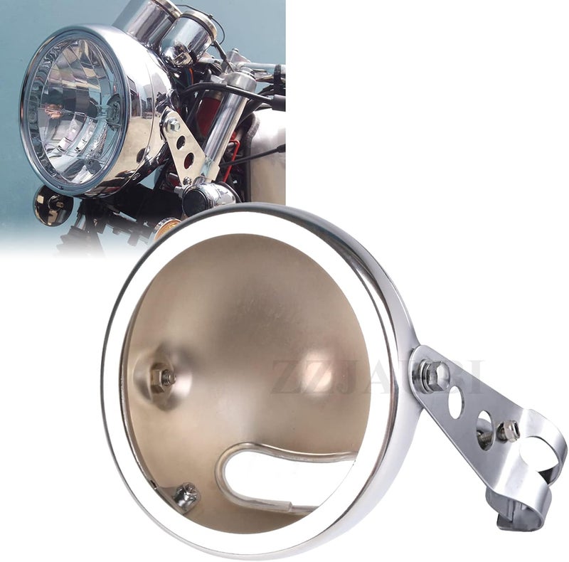 ZZJAUBI Chrome Motorcycle Headlight Housing 5.75 5 3/4inch Headlight Bucket compatible with Shadow Cafe Racer Bobber Cruiser - Image 1